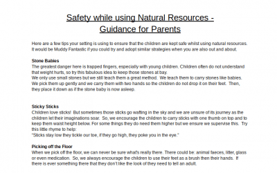 Outdoor Learning Parent Safety Information Sheet