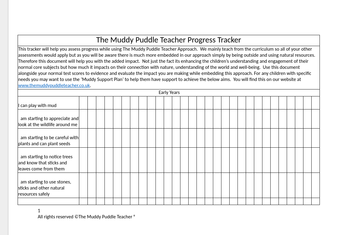 Outdoor Learning Progress Tracker