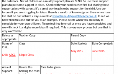 Outdoor SEND Care Plan