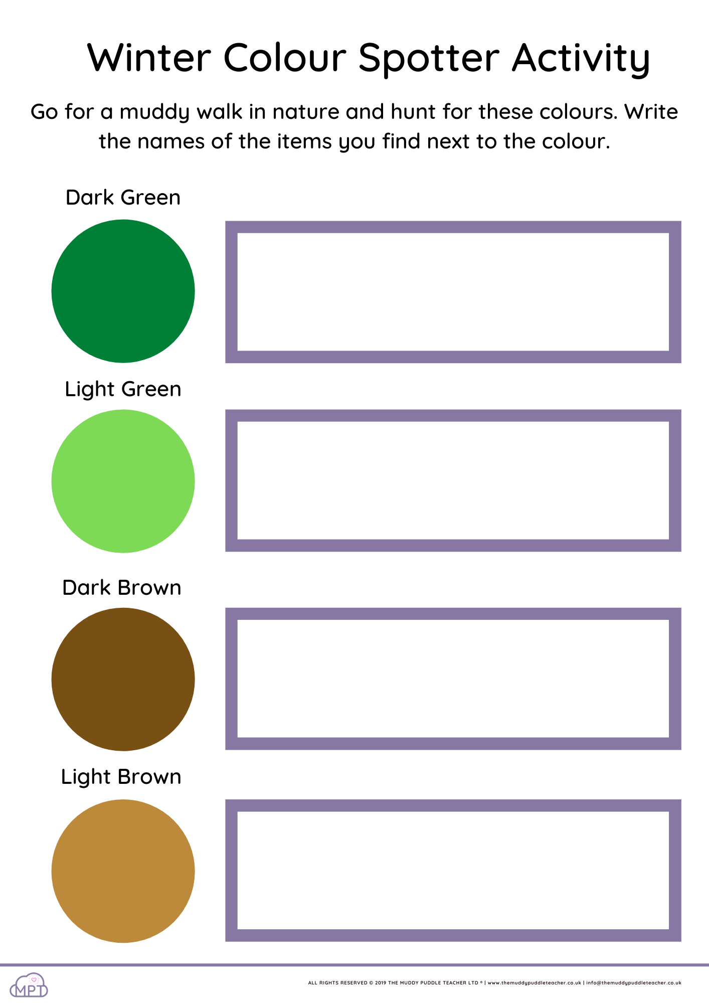 colour spotter sheet