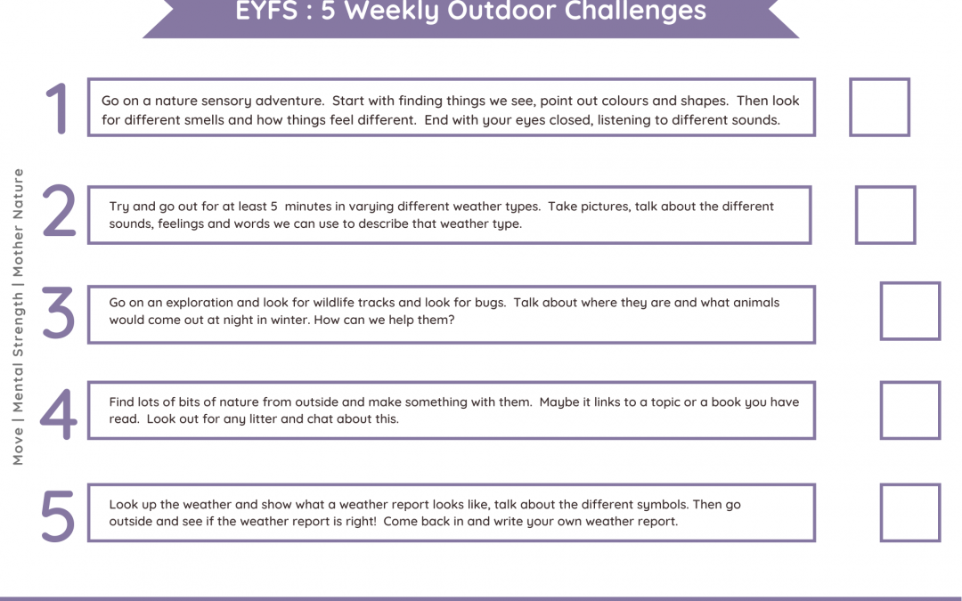 *FREE* Daily Outdoor Challenges EYFS | Nature Theme