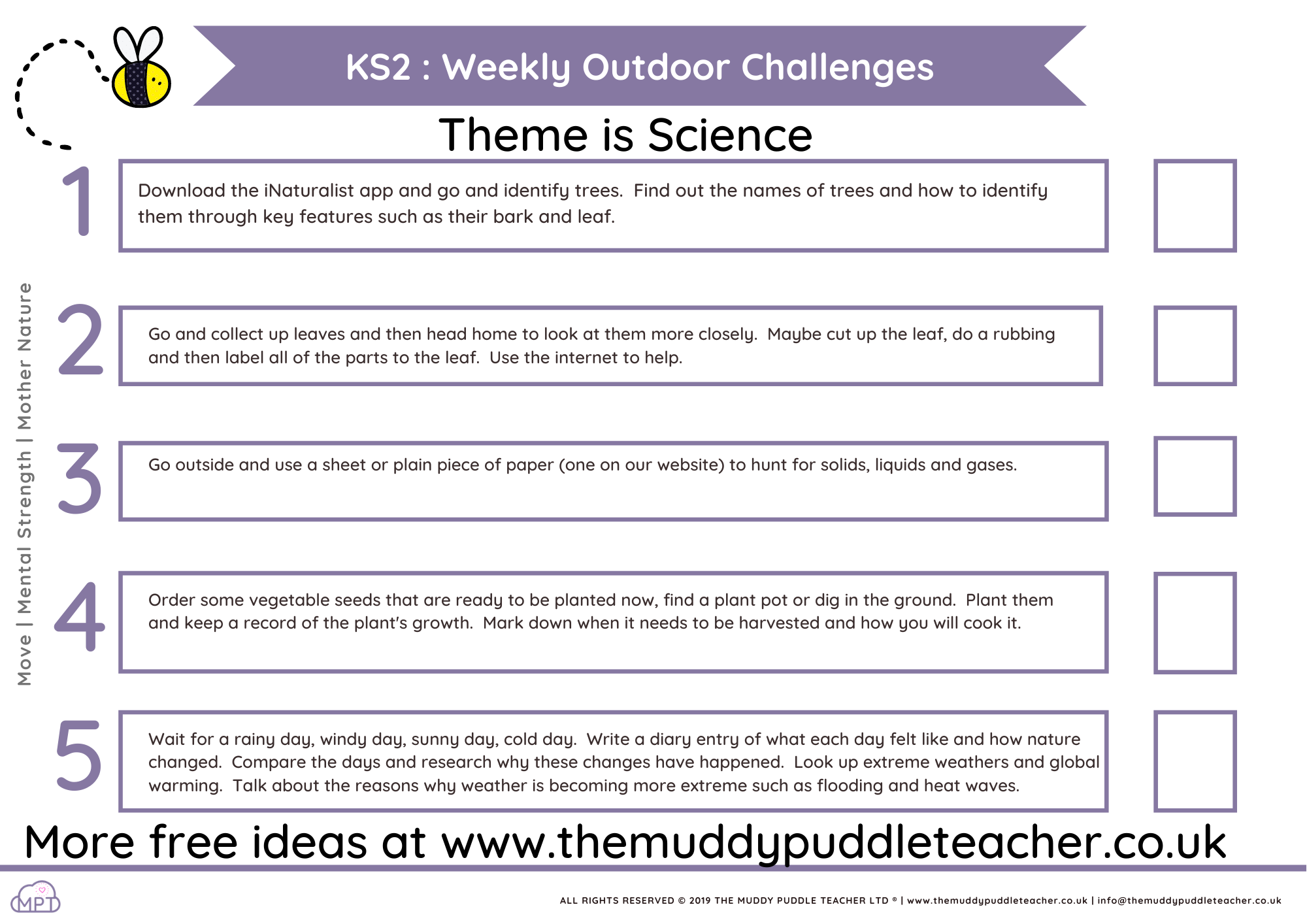 KS2 Weekly Outdoor Learning Challenges (Science Theme)