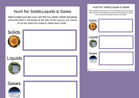 Hunt for Solids, Liquids & Gases